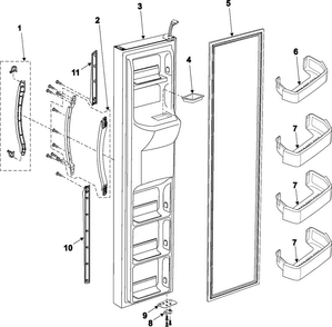 Freezer Door Diagram and Parts List for RS2624WW XAA Samsung Refrigerator