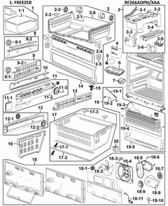 Freezer Diagram and Parts List for RF266ADPN XAA-0000 Samsung Refrigerator