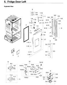 Fridge Door L Diagram and Parts List for RF28HDEDPWW AA-0007 Samsung Refrigerator