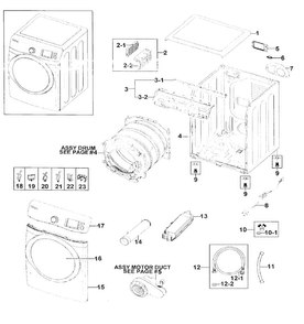 Main Assy Diagram and Parts List for DV511AER XAA-0000 Samsung Dryer
