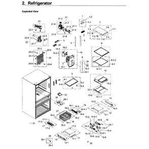 Refrigerator Diagram and Parts List for RF30KMEDBSR AA-0001 Samsung Refrigerator