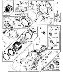 Part Location Diagram of DC97-14541Q Samsung Semi Tub Front