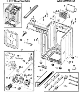 Cabinet Diagram and Parts List for WF405ATPAWR AA-0000 Samsung Washer