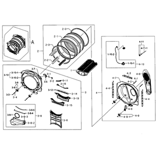 Drum Assy Diagram and Parts List for DV457GVGSWR AA-00 Samsung Dryer
