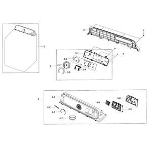 Control Panel Diagram and Parts List for DV40J3000GW A2-0000 Samsung Dryer
