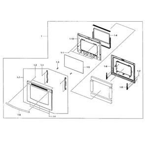 Door Assy Diagram and Parts List for NE597N0PBSR AA-0001 Samsung Range