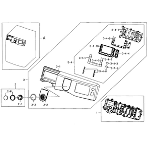 Control Panel Diagram and Parts List for WF419AAW XAA-04 Samsung Washer