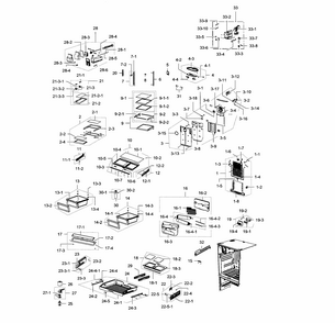 Refrigerator Diagram and Parts List for RF267ACWP XAA-0000 Samsung Refrigerator