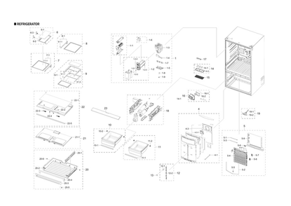 Refrigerator Diagram and Parts List for RF28R6241SR AA-00 Samsung Refrigerator