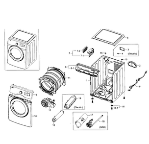 Main Assy Diagram and Parts List for DV231AEW XAA-0001 Samsung Dryer