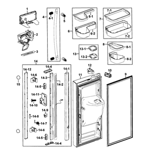 Left Door Diagram and Parts List for RF268ABPN XAA-00 Samsung Refrigerator