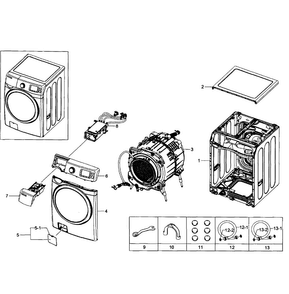 Main Assy Diagram and Parts List for WF511ABW XAA-0004 Samsung Washer