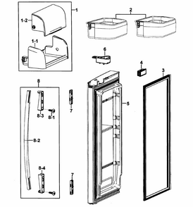 Right Door Diagram and Parts List for RF267ABRS XAA-0000 Samsung Refrigerator