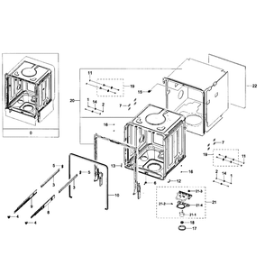 Tub Assembly Diagram and Parts List for DW80H9930US AA-0001 Samsung Dishwasher