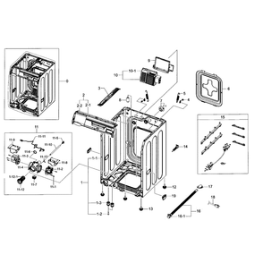 Frame Assembly Diagram and Parts List for WF405ATPAWR A2-0000 Samsung Washer