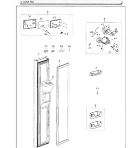 Freezer Door Diagram and Parts List for RS25J500DSG AA-0000 Samsung Refrigerator