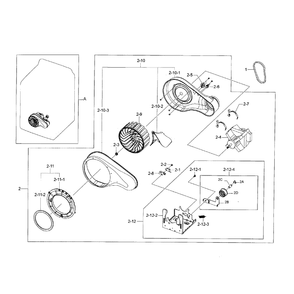 Motor Duct Diagram and Parts List for DV45H7000GW A2-0000 Samsung Dryer