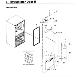 Fridge Door R Diagram and Parts List for RF30KMEDBSR AA-01 Samsung Refrigerator