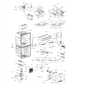 Fridge Diagram and Parts List for RF28K9070SG AA-0000 Samsung Refrigerator