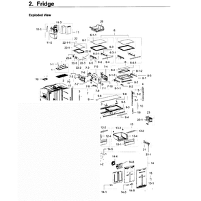 Fridge Diagram and Parts List for RF22K9381SG AA-0001 Samsung Refrigerator