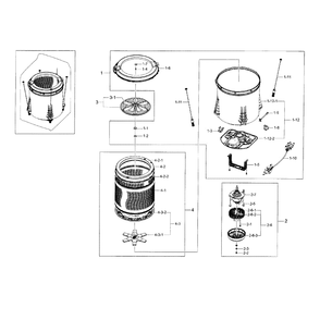 Tub Diagram and Parts List for WA45H7000AW A2-0002 Samsung Washer