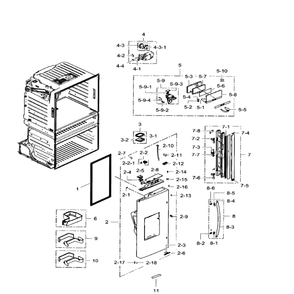 Left Door Diagram and Parts List for RF28HMEDBWW AA-06 Samsung Refrigerator