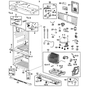 Cabinet Diagram and Parts List for RF267AEPN XAA-0001 Samsung Refrigerator