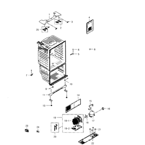 Cabinet Diagram and Parts List for RFG296HDBP XAA-02 Samsung Refrigerator