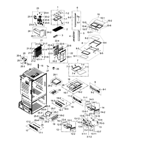 Fridge Diagram and Parts List for RF23HCEDBWW AA-05 Samsung Refrigerator