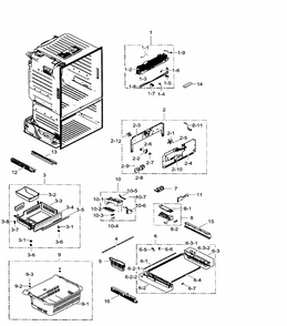 Freezer Diagram and Parts List for RF30HDEDTSR AA-0001 Samsung Refrigerator