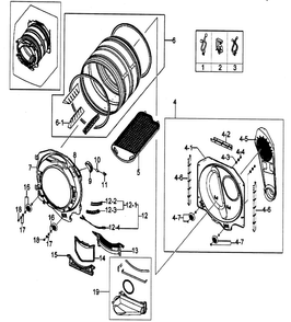 Drum Assy Diagram and Parts List for DV203AGS XAA-0000 Samsung Dryer