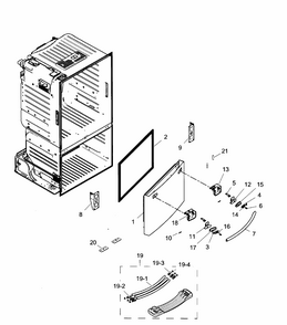 Freezer Door Diagram and Parts List for RF263TEAESR AA-0001 Samsung Refrigerator