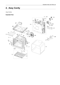 Cavity Assembly Diagram and Parts List for NE63T8311SS AA-02 Samsung Range