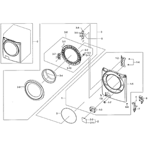 Frame Front And Door Diagram and Parts List for WF42H5000AW A2-01 Samsung Washer