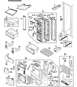 Refrigerator Diagram and Parts List for RS264ABRS XAA-0000 Samsung Refrigerator