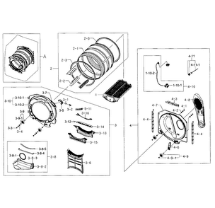 Drum Assy Diagram and Parts List for DV455GVGSWR AA-0002 Samsung Dryer