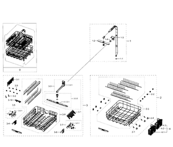 Baskets Diagram and Parts List for DW80J7550US AA-0001 Samsung Dishwasher