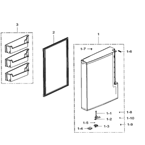 Freezer Door Left Diagram and Parts List for RF34H9960S4 AA-03 Samsung Refrigerator