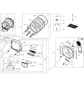 Drum Assy Diagram and Parts List for DV50F9A6EVW A2-0000 Samsung Dryer
