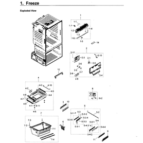 Freezer Diagram and Parts List for RF23HCEDBSR AA-0011 Samsung Refrigerator