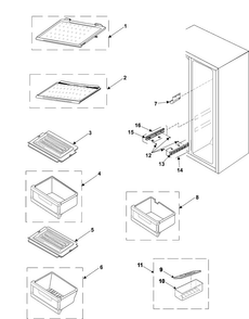 Refrigerator Shelves Diagram and Parts List for RS2545SH XAA Samsung Refrigerator