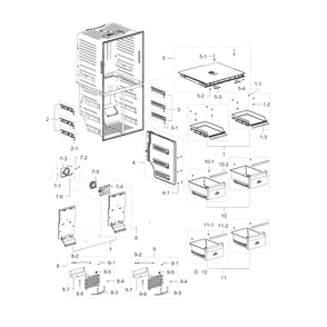 Freezer Diagram and Parts List for RF32FMQDBSR AA-10 Samsung Refrigerator