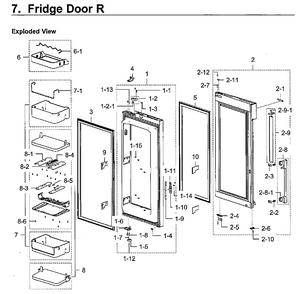 Part Location Diagram of DA61-10854A Samsung Refrigerator Support Door Cap - Right