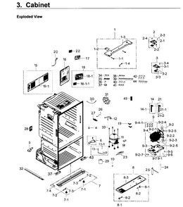 Cabinet Diagram and Parts List for RF26J7500SR AA-0001 Samsung Refrigerator