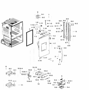 Left Door Diagram and Parts List for RF28HFEDTWW AA-0004 Samsung Refrigerator