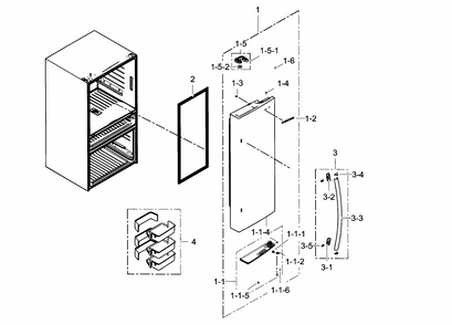 Refrigerator Door R Diagram and Parts List for RF31FMESBSR AA-0003 Samsung Refrigerator