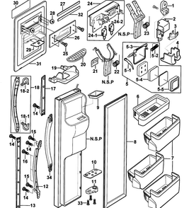 Part Location Diagram of DA63-01284C Samsung Dispenser Control Cover