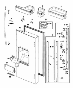 Door Left Diagram and Parts List for RF267AEPN XAA-0000 Samsung Refrigerator