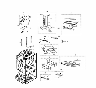Refrigerator Diagram and Parts List for RF220NCTABC AA-0001 Samsung Refrigerator