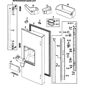 Left Door Diagram and Parts List for RF26VACWP XAA-00 Samsung Refrigerator